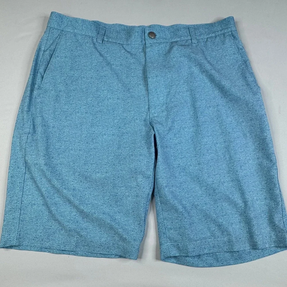 Peter Millar Crown Sport Golf Shorts Mens 36 Blue Performance Stretch Micro Dot